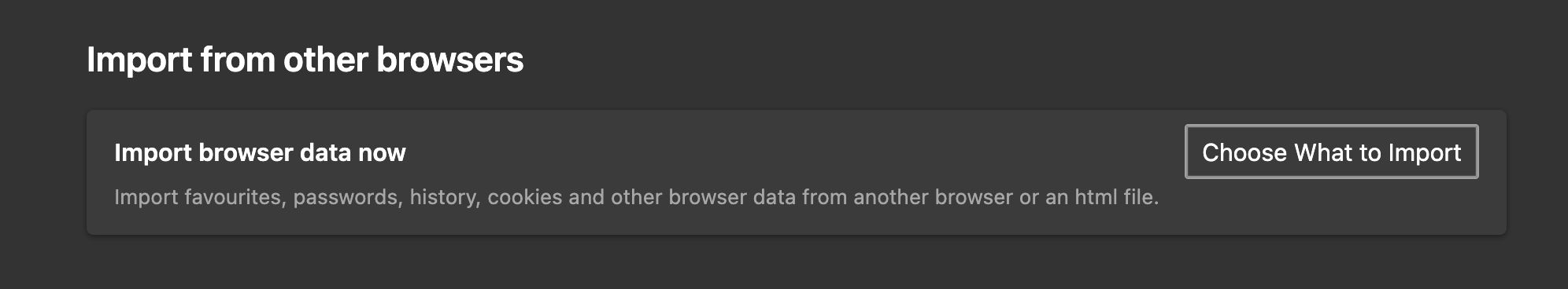 Screenshot of the Microsoft Edge import browser data option 