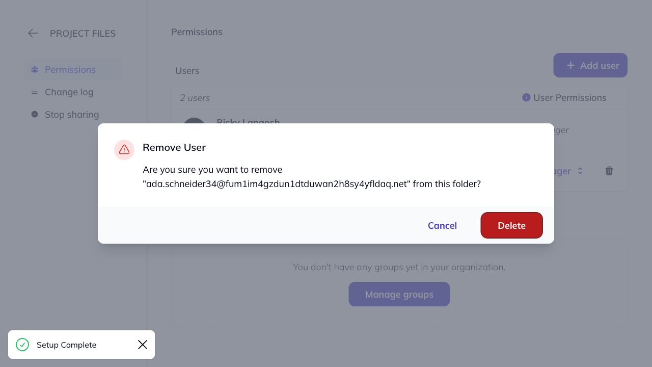 Remove user modal