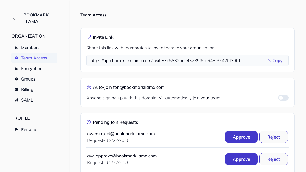Pending request list