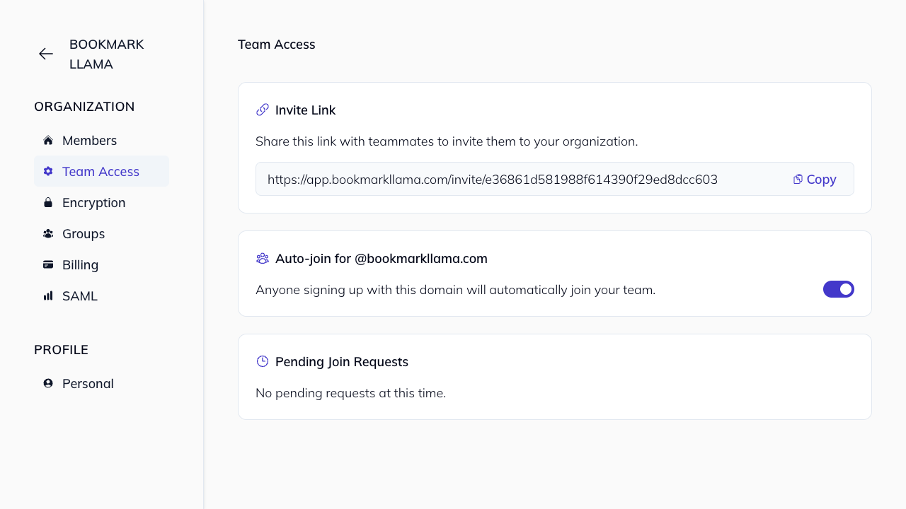 Pending requests section