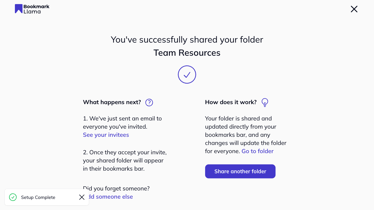 Success confirmation