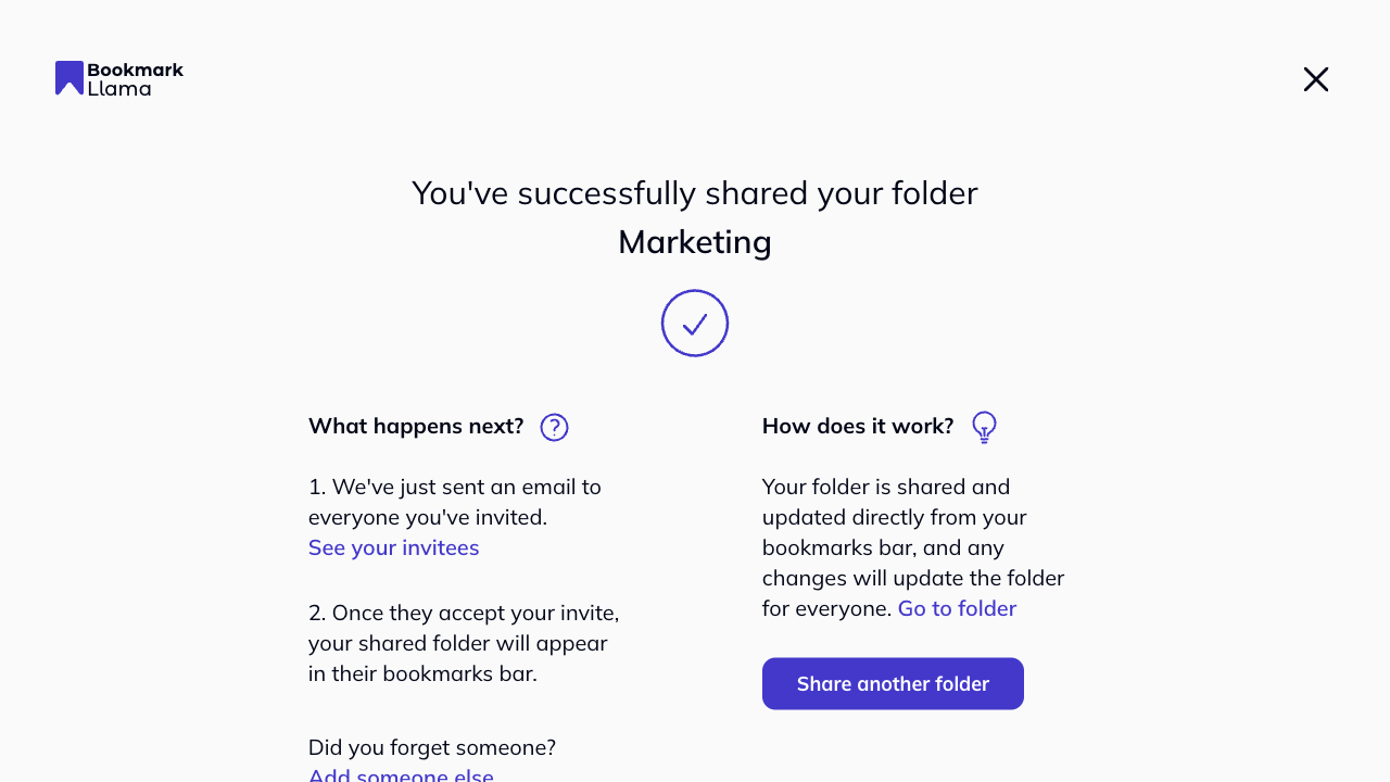 Success confirmation