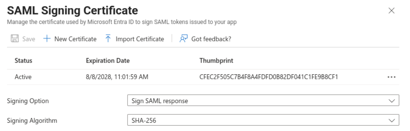 SAML Signing Certificate
