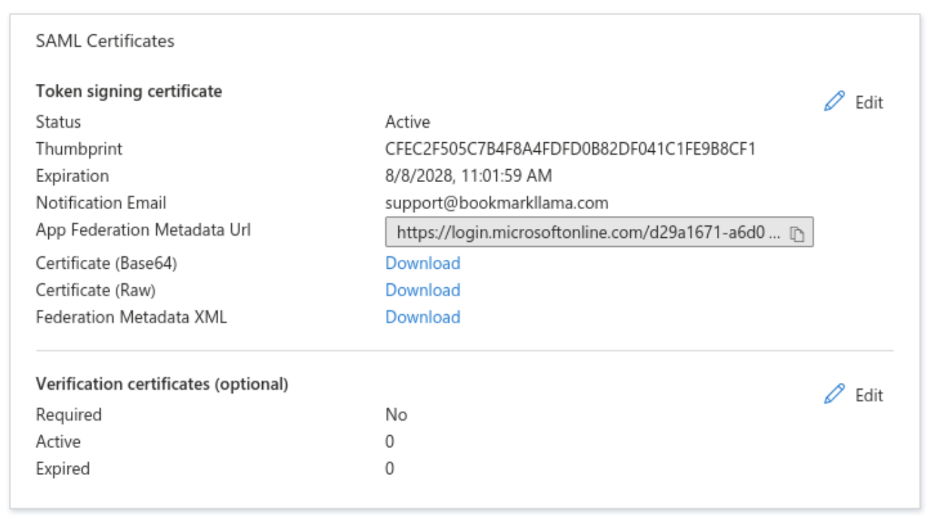 App Federation Metadata URL